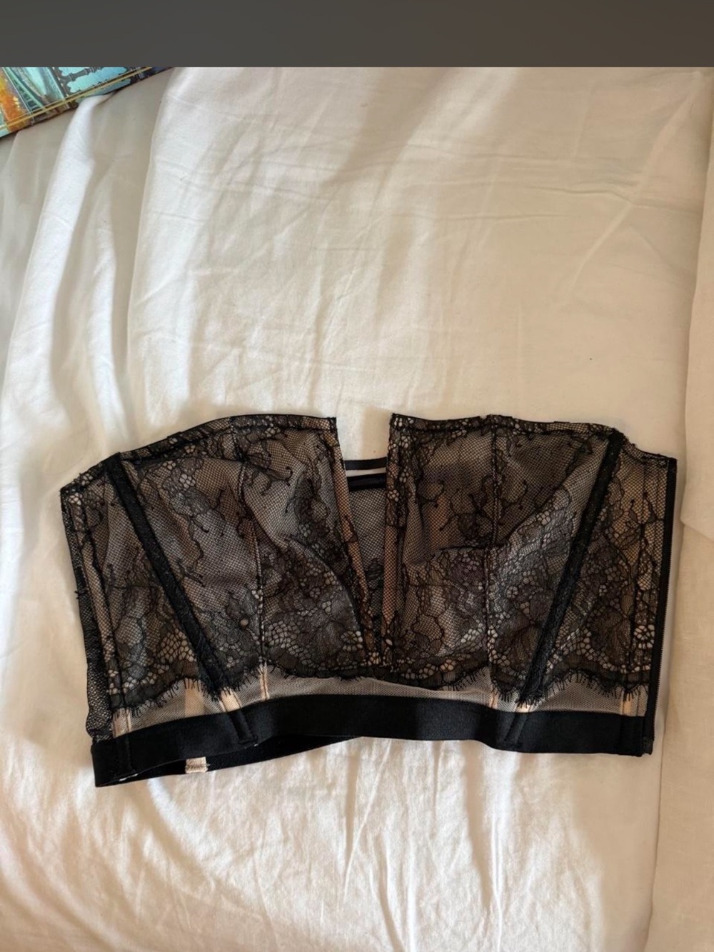 Victoria's Secret Black Lace Strapless Bustier Bandeau